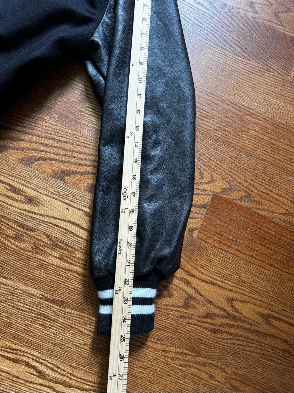 Jostens Men’s L Black Wool Leather Varsity Letterman Jacket V Horn Patch